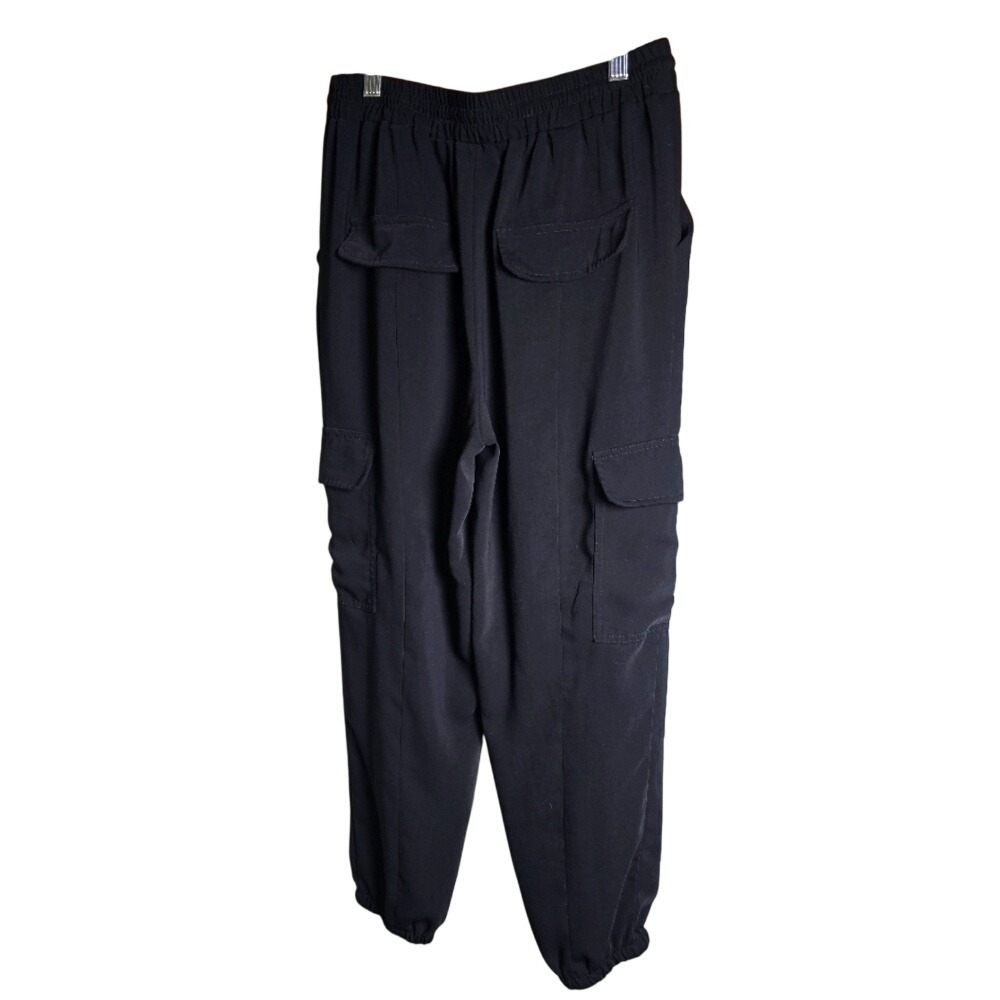 Gemma and Jane Women's Dressy Black Cargo Pants Jogger Style Elastic Waist Med